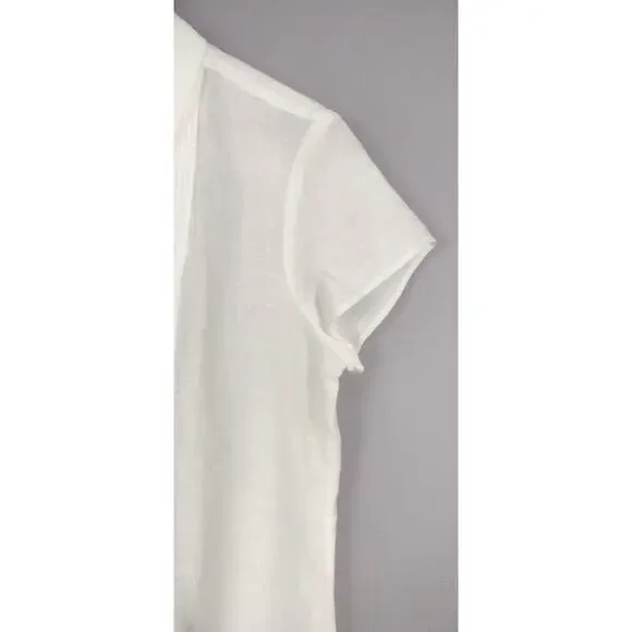 Talbots Women's Top 100% Linen Short Sleeve White Pleated Medium - Picture 7 of 11